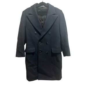 Vintage Christian Dior Wool Coat Navy Double Breasted Minimalist Classic Size 10